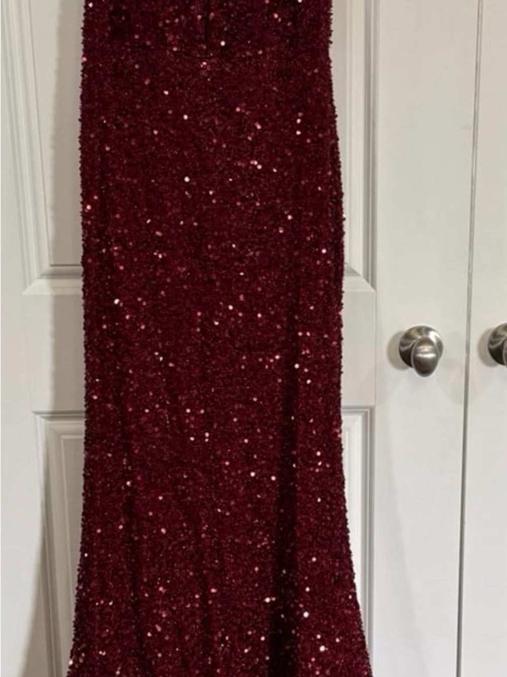 Jovani Burgundy Sequin Formal Dress